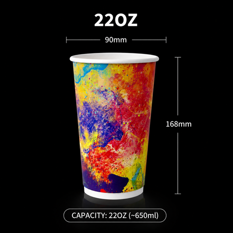D90 - 22oz Insulated Paper Cup - Colour Splash Design