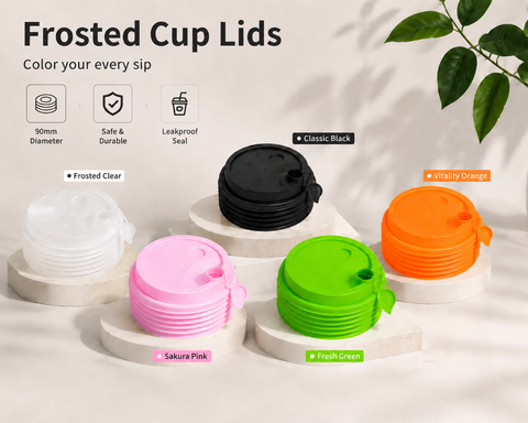 D90 Plastic Cup Lid - Frosted Fresh Green