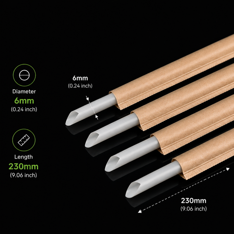 PLA Degradable Straw Thin 6mm 23cm