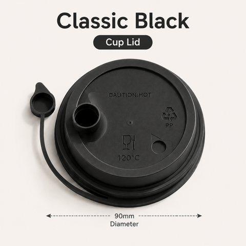 D90 Plastic Cup Lid - Frosted Classic Black