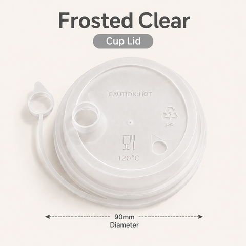 D90 Plastic Cup Lid - Frosted Clear