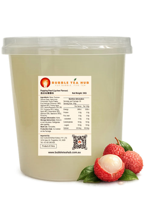 lychee popping pearl 3kg by Bubble Tea Hub