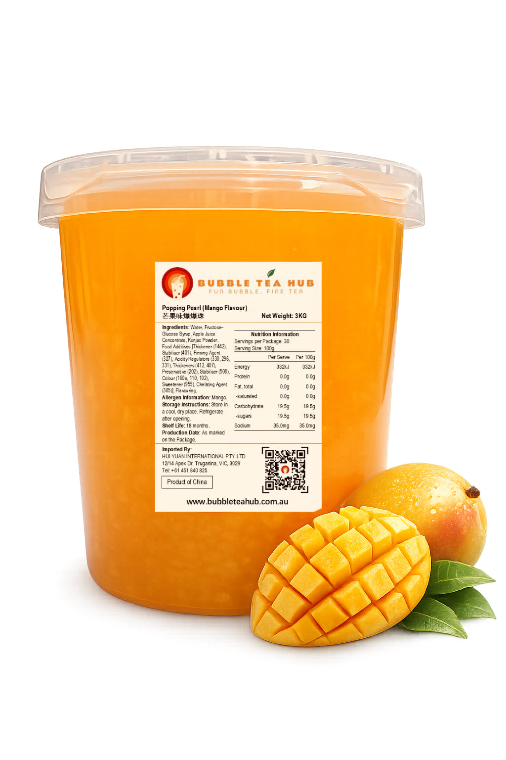 Mango Popping Pearl 3kg | Bubble Tea Hub Melbourne