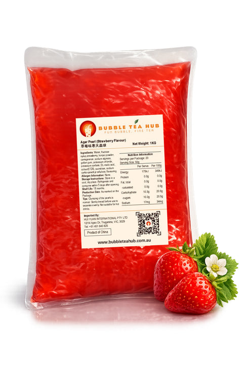 strawberry agar pearl crystal boba 1kg by Bubble Tea Hub